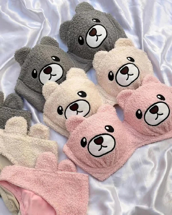 New High Quality Sexy Cute Bear Anime Soft Plush Design Bra & Panty Set Skin 0888
