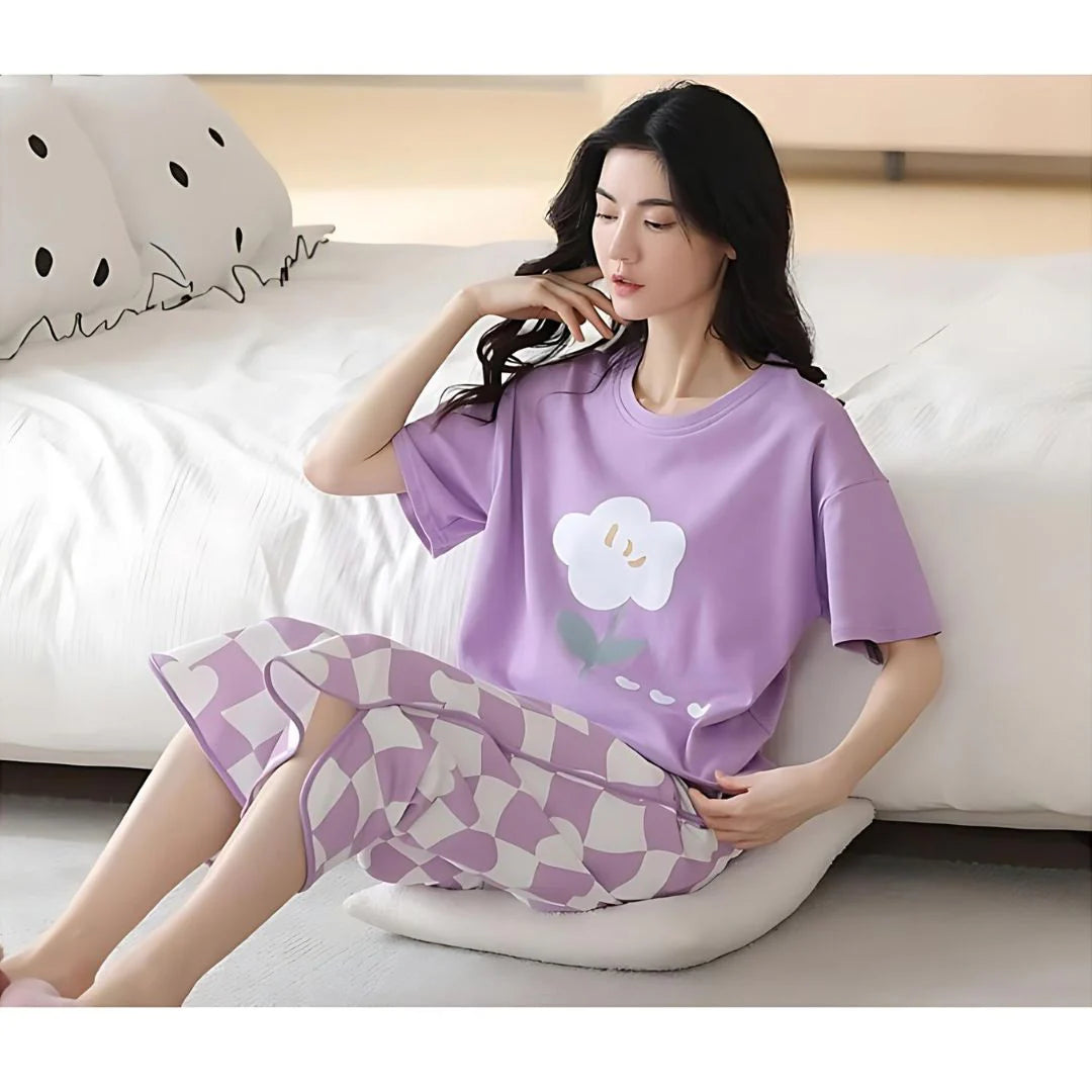 N-Purplish Printed Night Suit