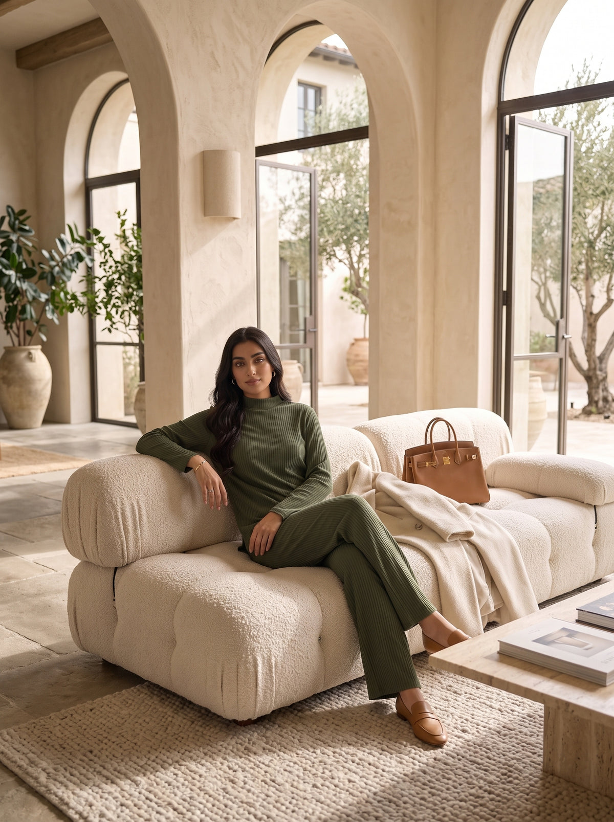 Winter Luxe Drop Needle Co-ord ā Deep Forest Green