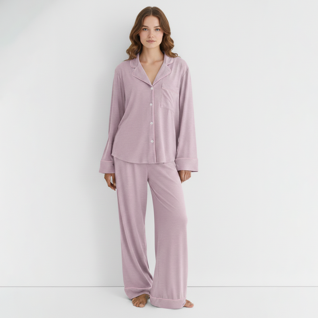 Summer Linen Pajama Set - Lilac