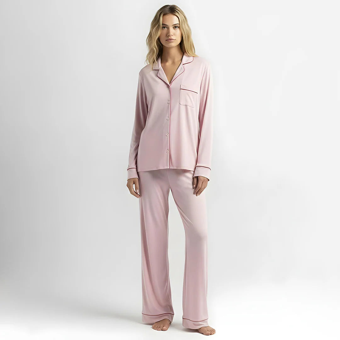 Summer Linen Pajama Set - Baby Pink