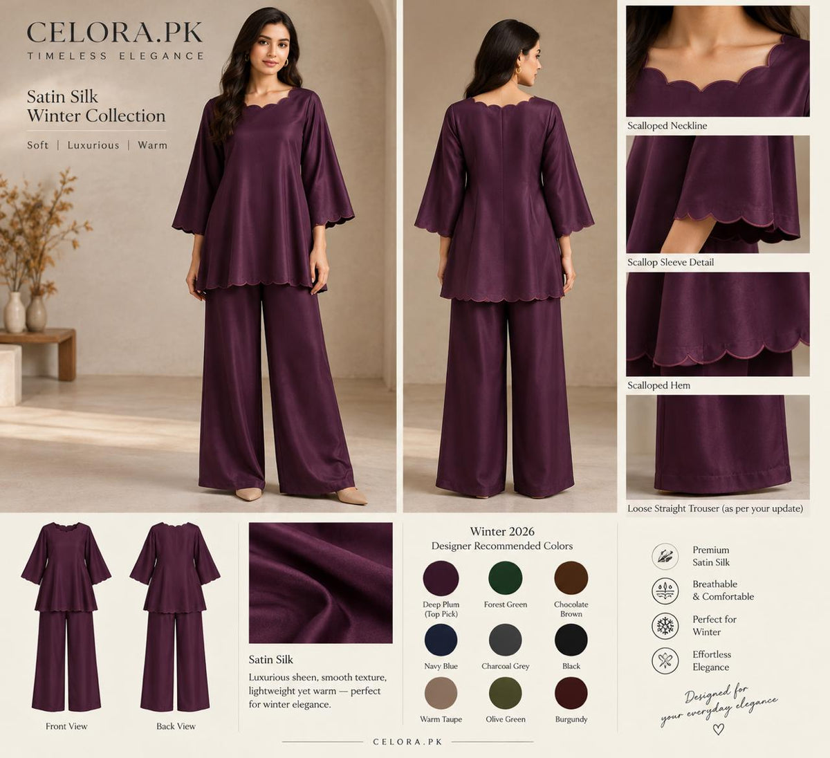 Deep Plum Premium Night Suit