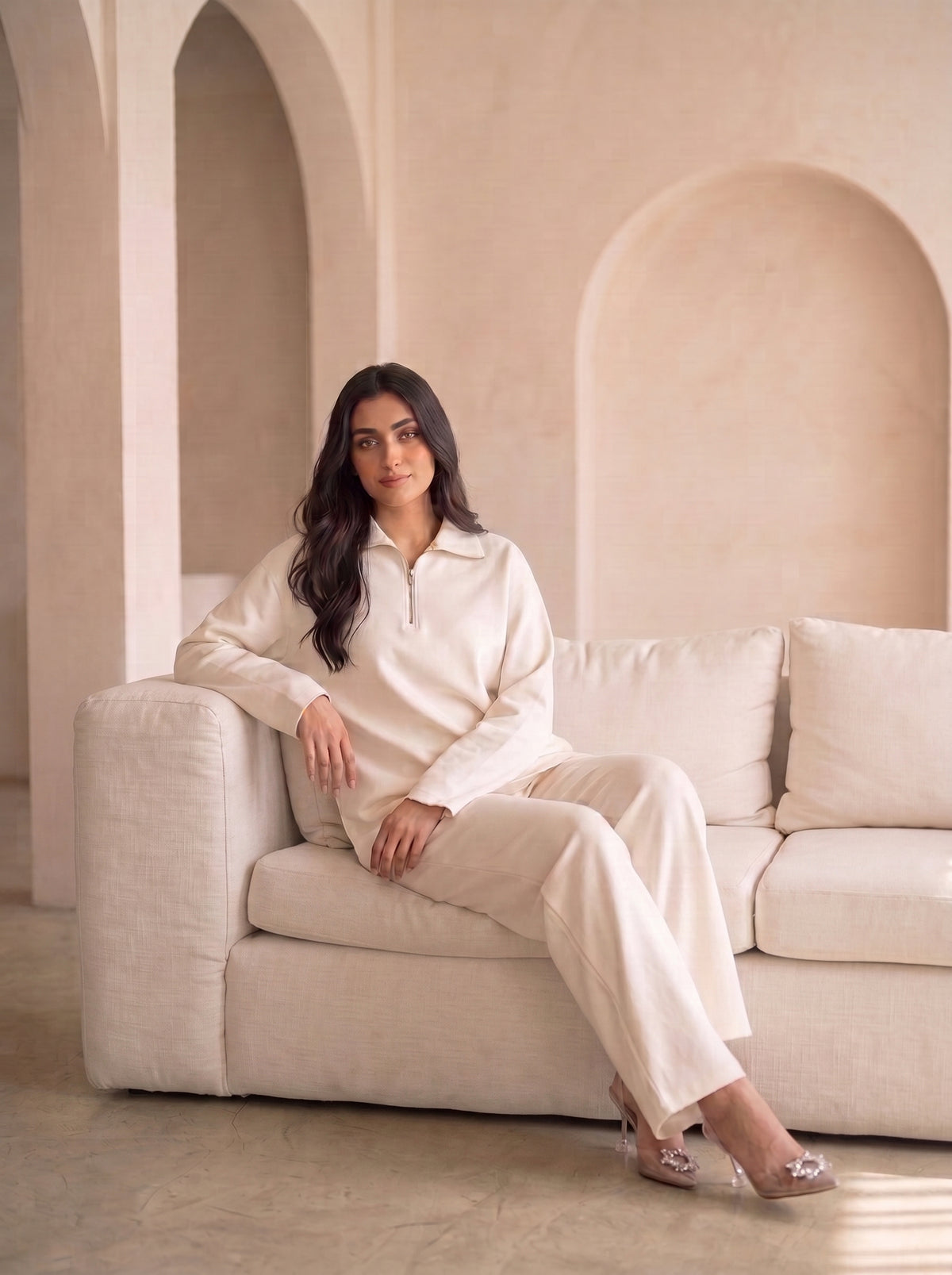 Winter Luxe Ribbed Knit Co-ord ā Soft Ivory
