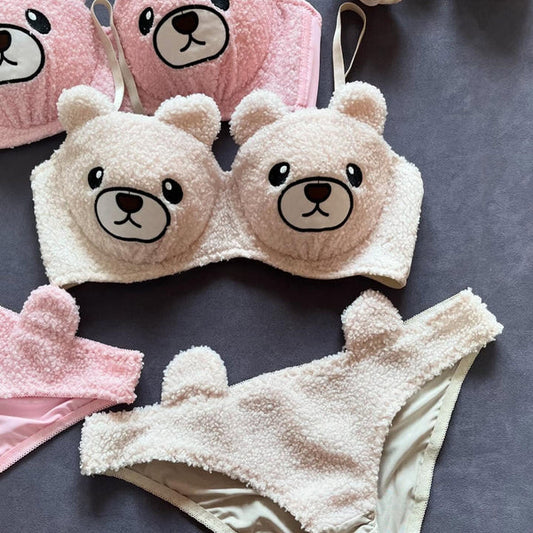New High Quality Sexy Cute Bear Anime Soft Plush Design Bra & Panty Set Skin 0888