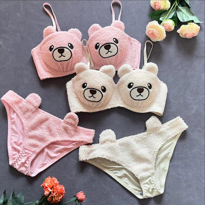 New High Quality Sexy Cute Bear Anime Soft Plush Design Bra & Panty Set Skin 0888