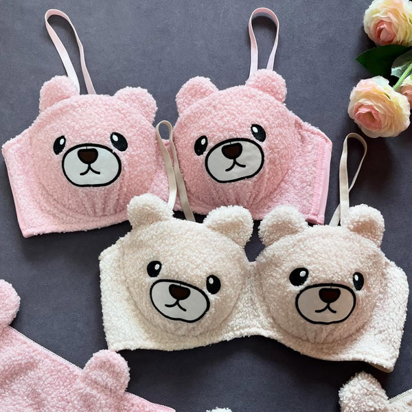 New High Quality Sexy Cute Bear Anime Soft Plush Design Bra & Panty Set Skin 0888