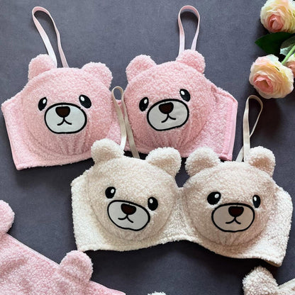 New High Quality Sexy Cute Bear Anime Soft Plush Design Bra & Panty Set Skin 0888