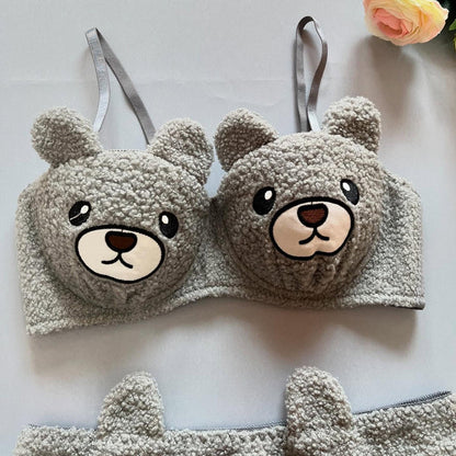 New High Quality Sexy Cute Bear Anime Soft Plush Design Bra & Panty Set Skin 0888