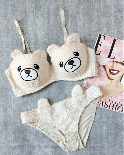 New High Quality Sexy Cute Bear Anime Soft Plush Design Bra & Panty Set Skin 0888