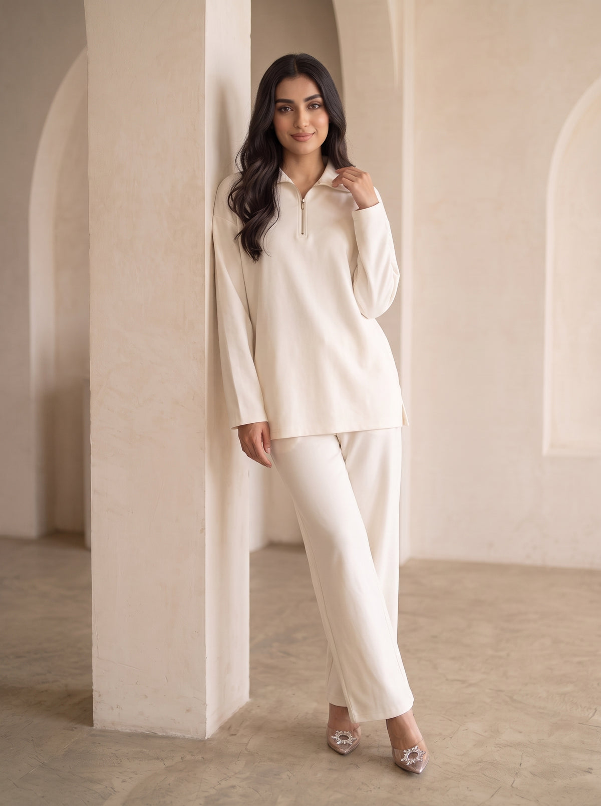 Winter Luxe Ribbed Knit Co-ord – Soft Ivory