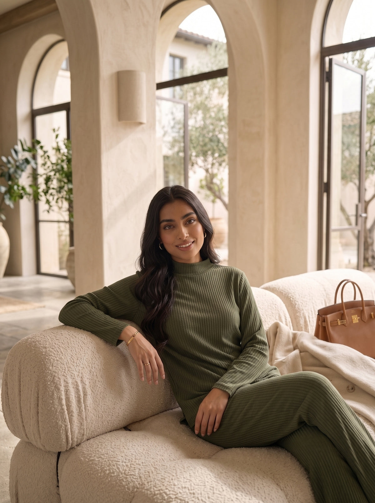 Winter Luxe Drop Needle Co-ord – Deep Forest Green