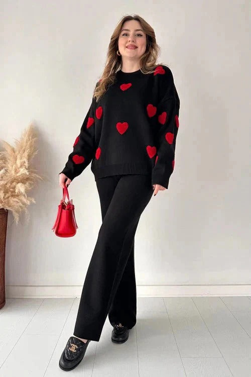 Black Heart Fleece Co-ord Set