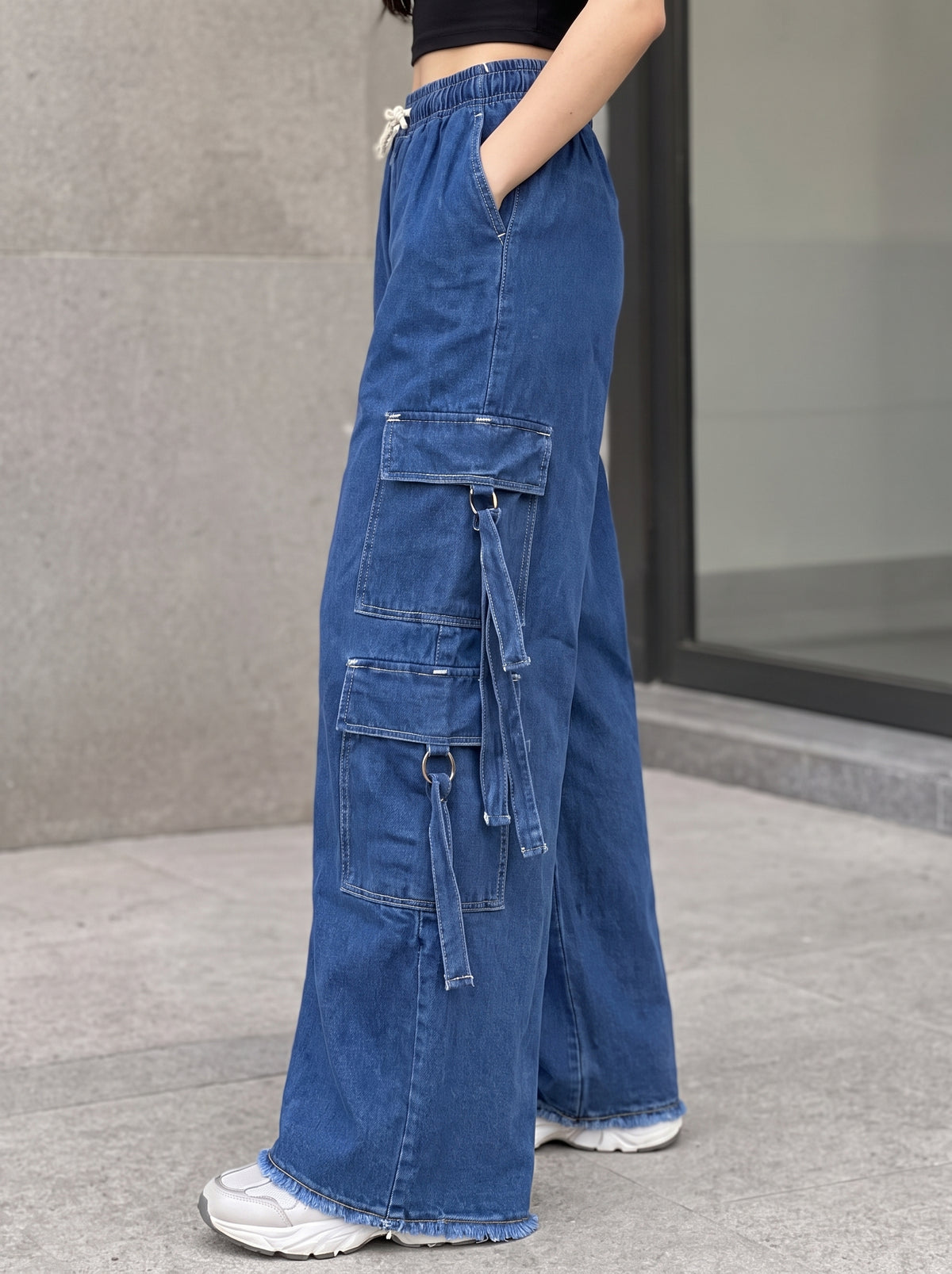 6 Pocket Dark Wash Denim Trouser