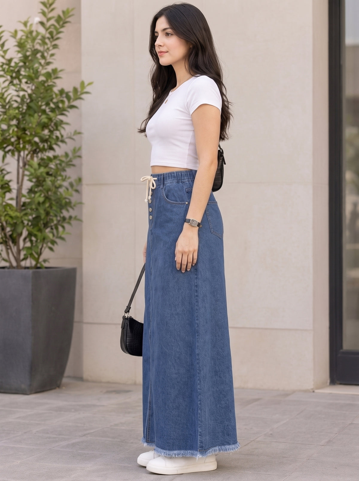 Dark Wash Denim Skirt