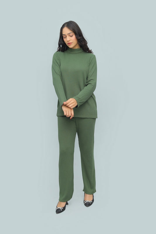 Winter Luxe Drop Needle Co-ord – Deep Forest Green