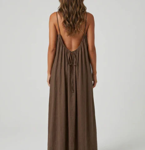Nyra Backless Maxi - Dusty Brown