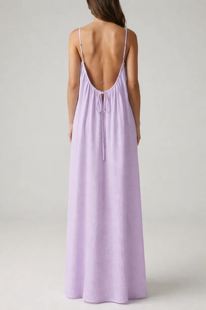 STUNNING BACKLESS MAXI DRESS - LILAC