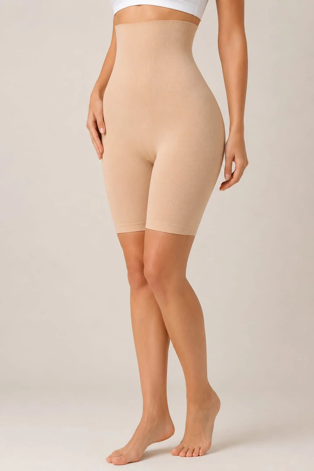 High-Waist Half Body Shaper Shorts - Seamless Tummy & Thigh Smoothing