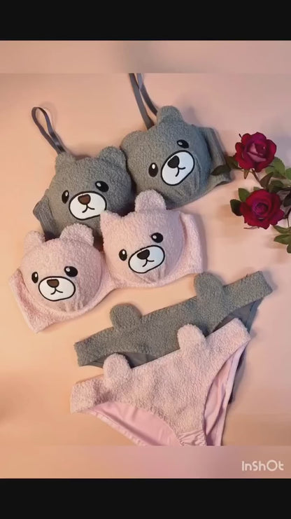 New High Quality Sexy Cute Bear Anime Soft Plush Design Bra & Panty Set Skin 0888